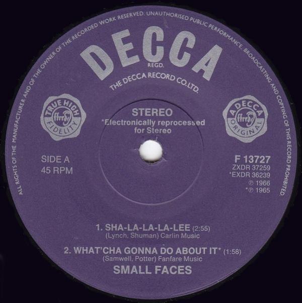 Small Faces - Sha-La-La-La-Lee / What'cha Gonna Do About It / All Or Nothing